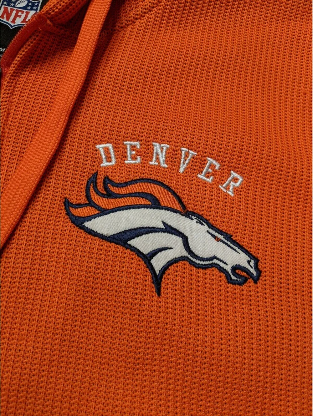 Denver Broncos Sweater Jacket Men Medium Orange NFL Team Apparel Full Zip Hoodie